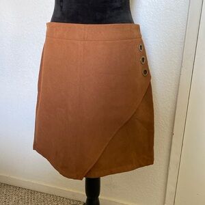 SHEIN brown button skirt